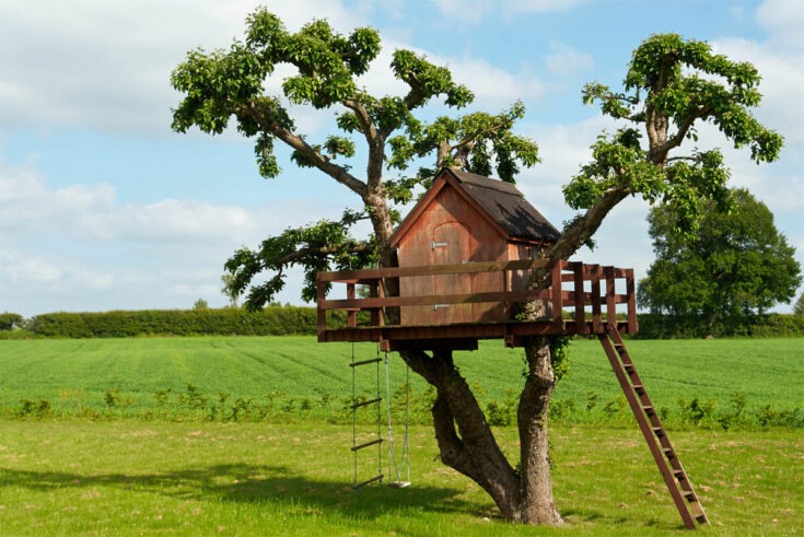 Baumhaus für Kinder auf Wiese